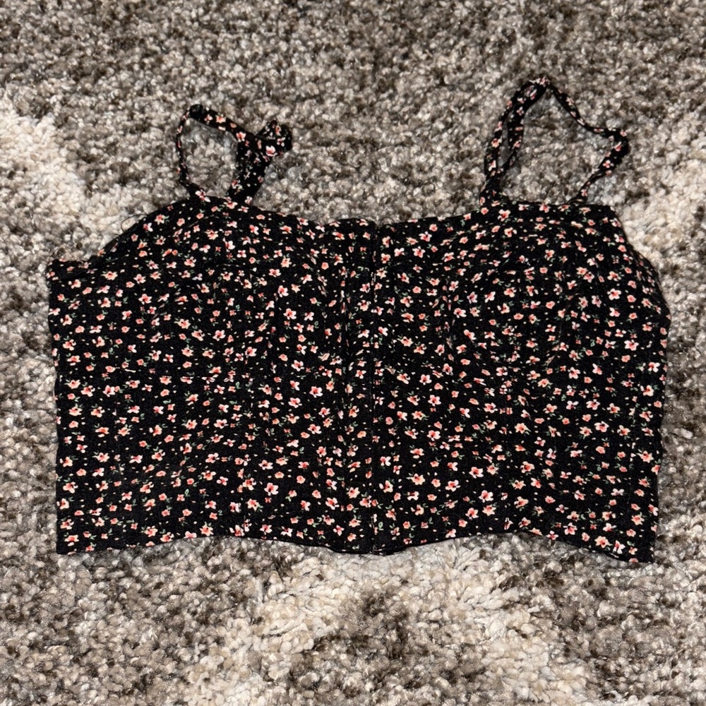 Aeropostale Black and Pink Floral Camisole